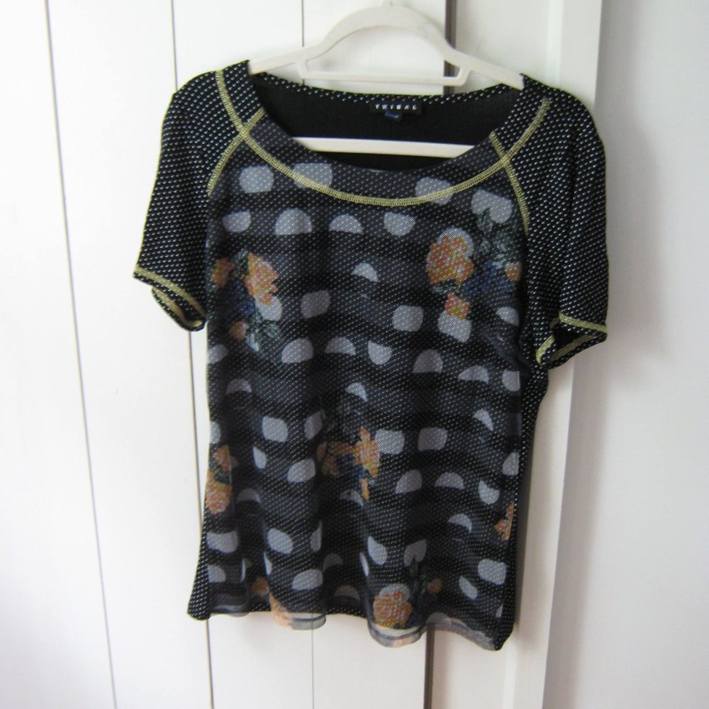 Black Patterned Tribal Top